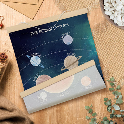 MOTERMATE Space Solar System Poster Hanger Frame, the Solar System Nursery Wall Hanging Decor Art Framed for Kids Nursery Room Bedroom Playroom Home, Space Galaxy Wall Poster Prints, 12x16 Inch