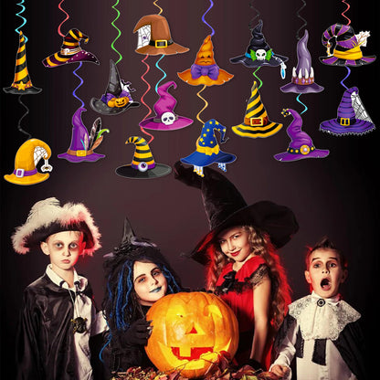 Halloween Witch Hat Hanging Swirls Witch Theme Party Decorations 20PCS Witch Hats Hanging Streamers Halloween Wizard Hat Decor for Spooky Scary Birthday Baby Shower Supplies
