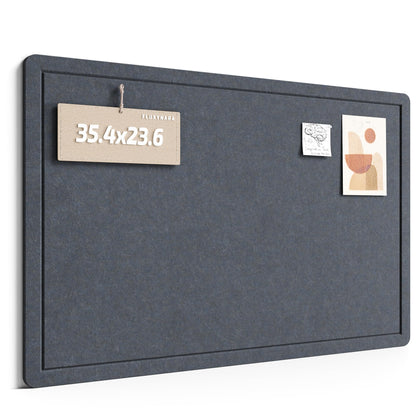 Fluxynara Bulletin Board,35.4" x 23.6" Cork Board Alternative with 12 Safe Removable Adhesive Tabs, Foldable Felt Pin Board for Home Office, Classroom, Bedroom,Entryway for Walls—Navy Blue