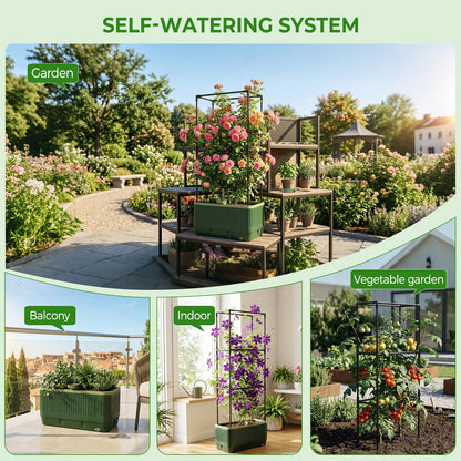 2Pack Raised Garden Bed Tomato Planter with Trellis, 52" Self Watering Tomato Planter with Water Level Indicator, Larger Rectangular Tomato Cages for Indoor & Outdoor Climbing Vegetable and Plants (2)
