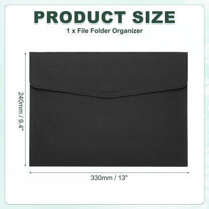 PATIKIL PU Leather A4 File Folder, Document Holder Filing Organizer Portfolio Envelope Folder Case with Snap Closure for Letter Receipt Style 4, Black