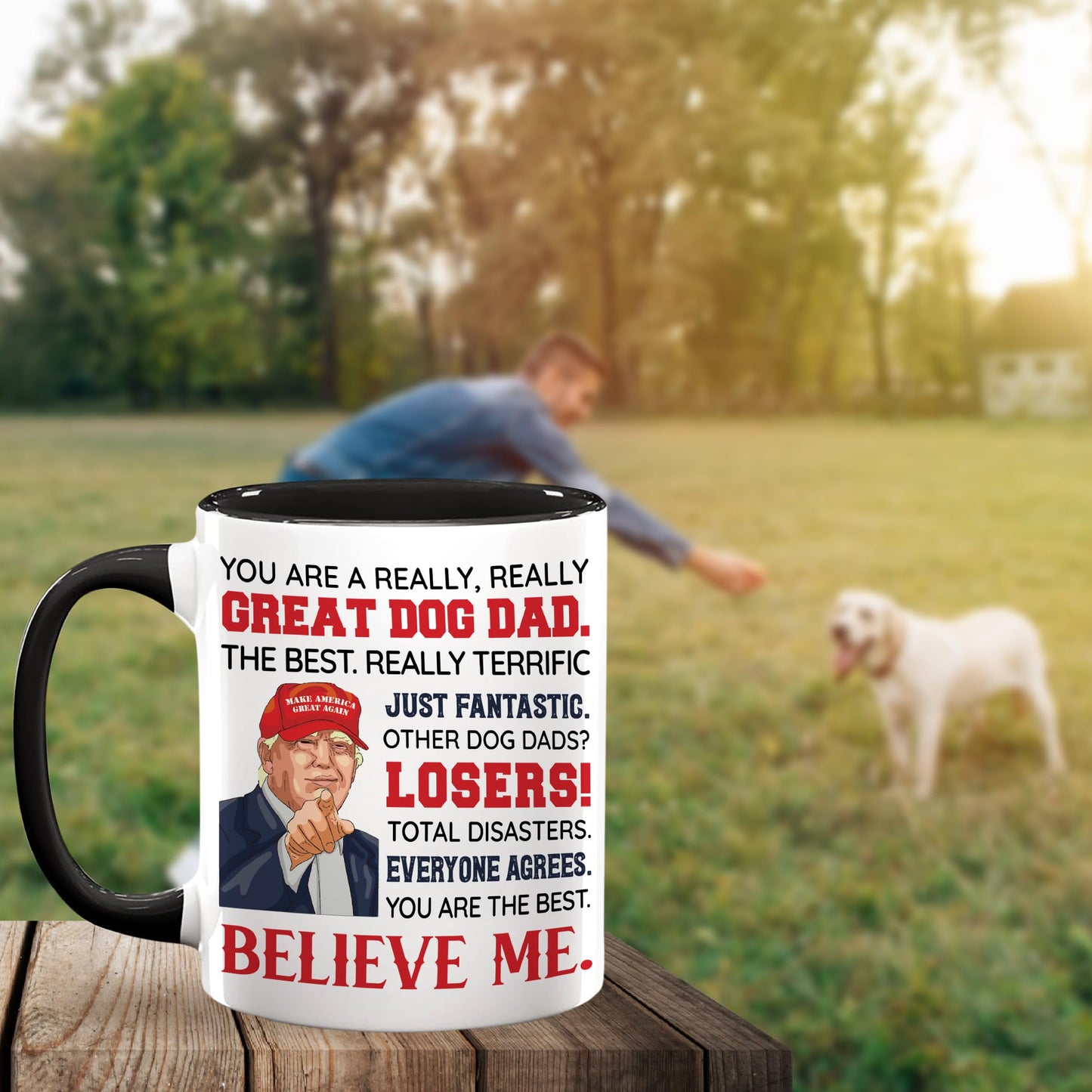 Viberty Dog Dad Fathers Day Gift - Dog Dad Gifts For Men - DogFather Gifts - Pet Lover Owner, Fur Papa Present Idea - Christmas, Birthday Gifts for Pet Lovers - Ceramic Mug 11 Oz