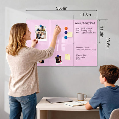 Comix Magnetic Board, 6 Pack Magnetic Whiteboard for wall, 11.8 x 11.8 Inches Dry Erase Board for Kids, Students, White Board Dry Erase Set for Fridge, Office and Home, Pink