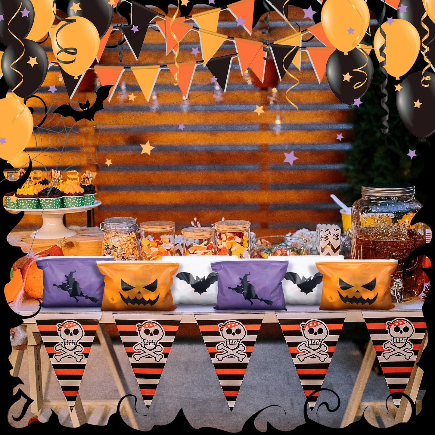 Mimorou 150 Pcs Halloween Treat Bags Bulk EVA Witch Bat Pumpkin Goodie Bag Travel Purse Pouch Toiletry Organizer with Zipper for Women Snacks Candy Gift Bags for Halloween Party Favors (3 Styles)