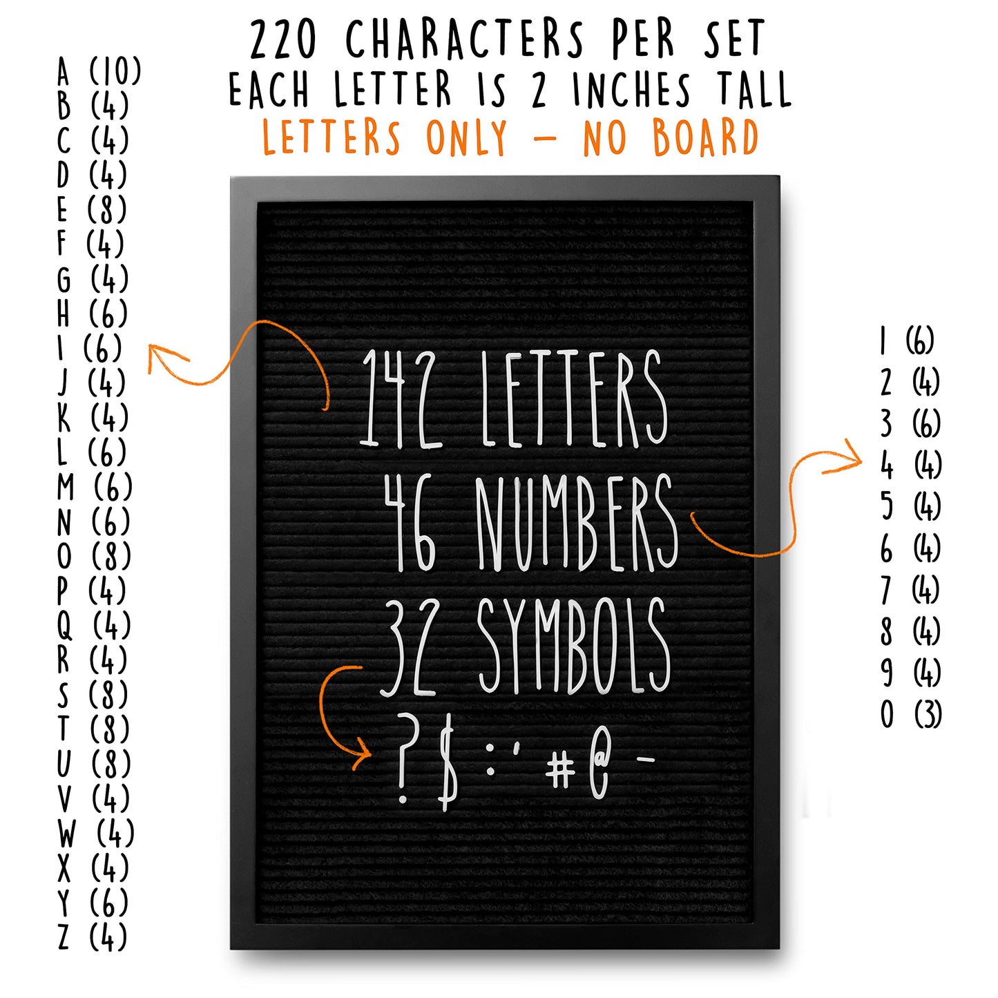 Skinny Felt Board Letters Only Set NO BOARD INCLUDED, Rae Inspired Font Farmhouse Decor Accessory, 2 Inch White Plastic Letters Numbers Symbols For Changeable Felt Letter Board Message Bulletin