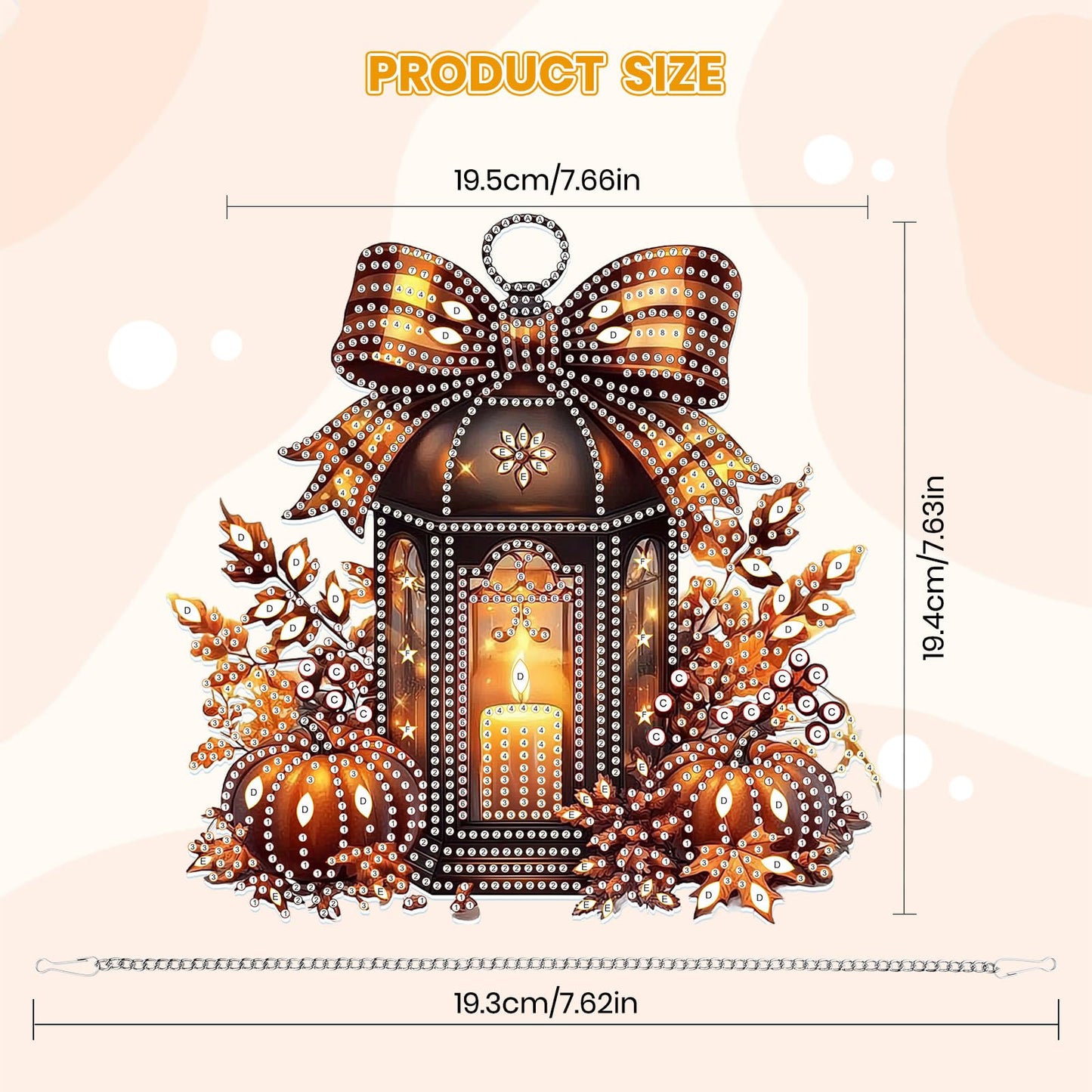 MOGTAA Fall Pumpkin Diamond Art Hanging Pendant Kits, Halloween Diamond Art Kits for Adults, 5D Special Shape Diamond Painting Candle Gem Art for Home Garden Wall Decor