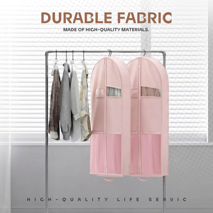 Lazebox 43" Travel Garment Bag with Accessories Zipper Pocket, Heavy Duty Suit Bag for Suits, Tuxedos, Dresses, Coats, Pink, 1 pack