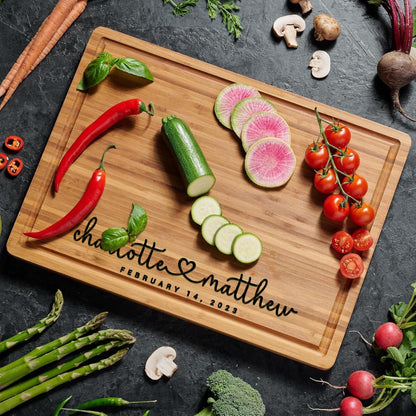 Personalized Wood Engraved Cutting Board - Valentines Day Gifts for Her - Unique Present for Wedding, Anniversary, Housewarming, Birthday, Holiday, or Romantic Gift Idea for Friends, Family, Mom, Dad