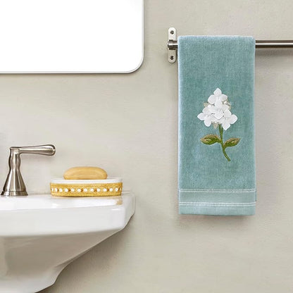 SKL Home Farm Hydrangea 100% Cotton 3D Embroidered 2pc Hand Towel Set,