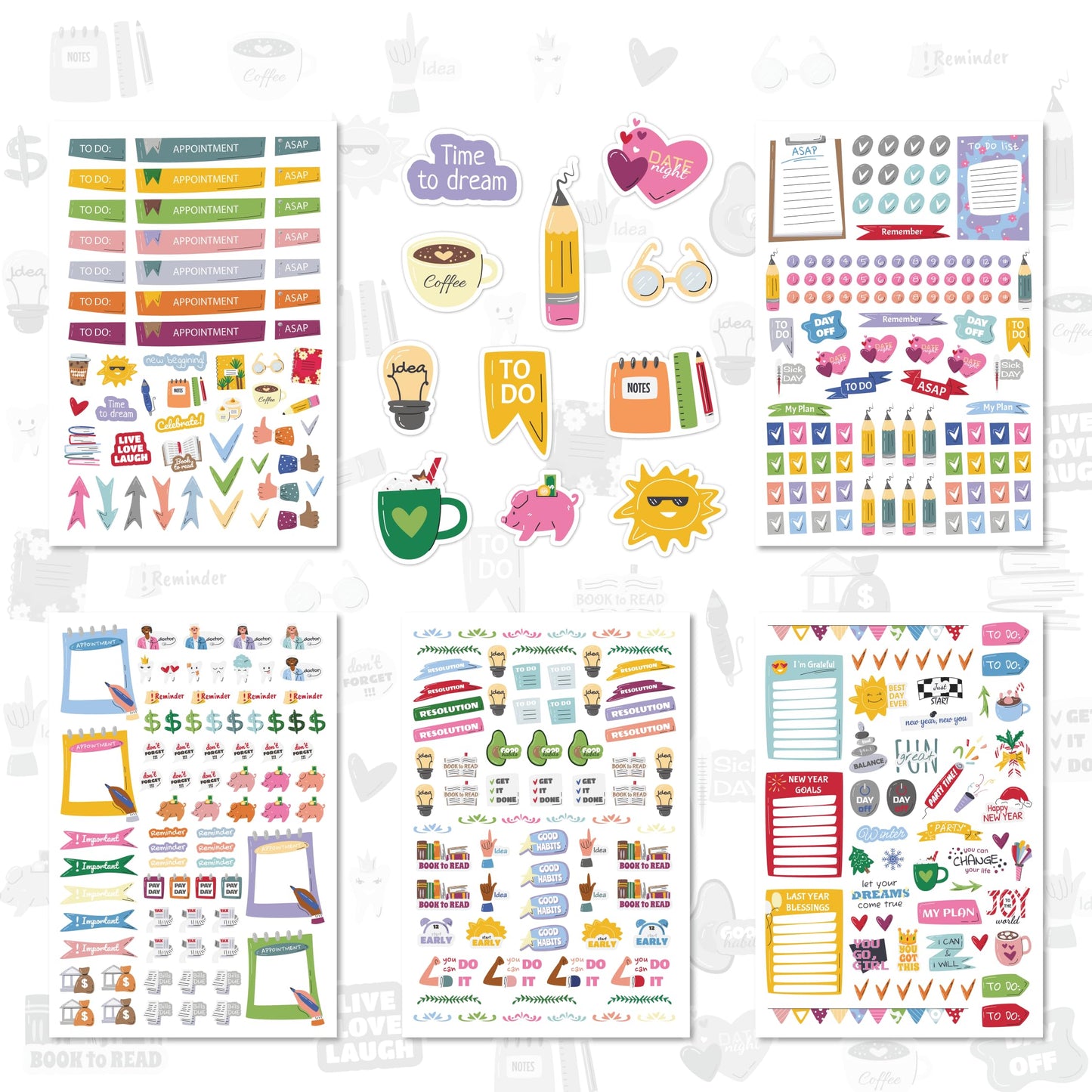 Planner Stickers - Productivity Stickers Set for Adults, Children, Teachers and Students| Perfect for Work and Personal Calendar