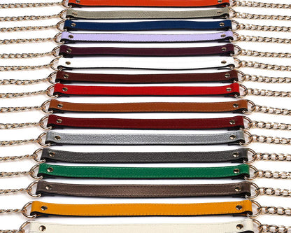 VanEnjoy Replacement Chain & Genuine Leather Shoulder Crossbody Strap (Gold)