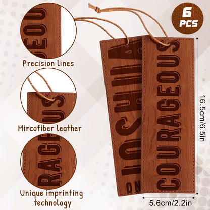 Skyygemm 6 Pieces Father's Day Church Gift Bulk Leather Bible Christian Religious Bookmarks Scripture Bookmarks Joshua 1: 9 Bible Cover Faux Leather with Inspirational Verse Dad Church Gifts for Men
