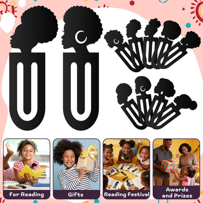 Laffact 18Pcs Black Girls Read Acrylic Plastic Marker Bookmarks for Reader