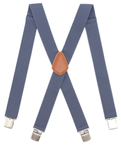 Bioterti Men’s Heavy Duty X- Back Suspenders-Adjustable Size, Long & Elastic Braces (Light Blue)