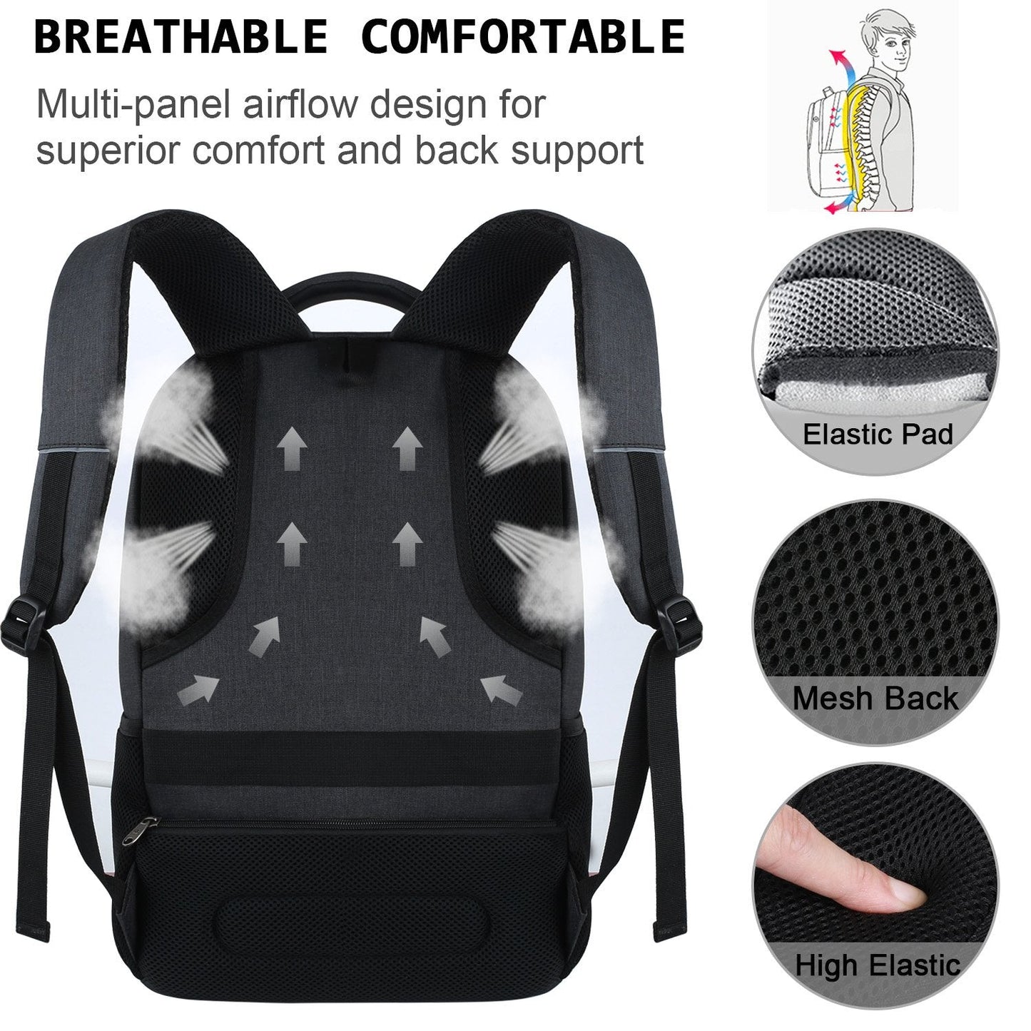 Volher Laptop Backpack,Business Travel Anti Theft Slim Durable Laptops Backpack,Water Resistant College Computer Bag for Women & Men Fits 15.6 Inch Laptop and Notebook - Black