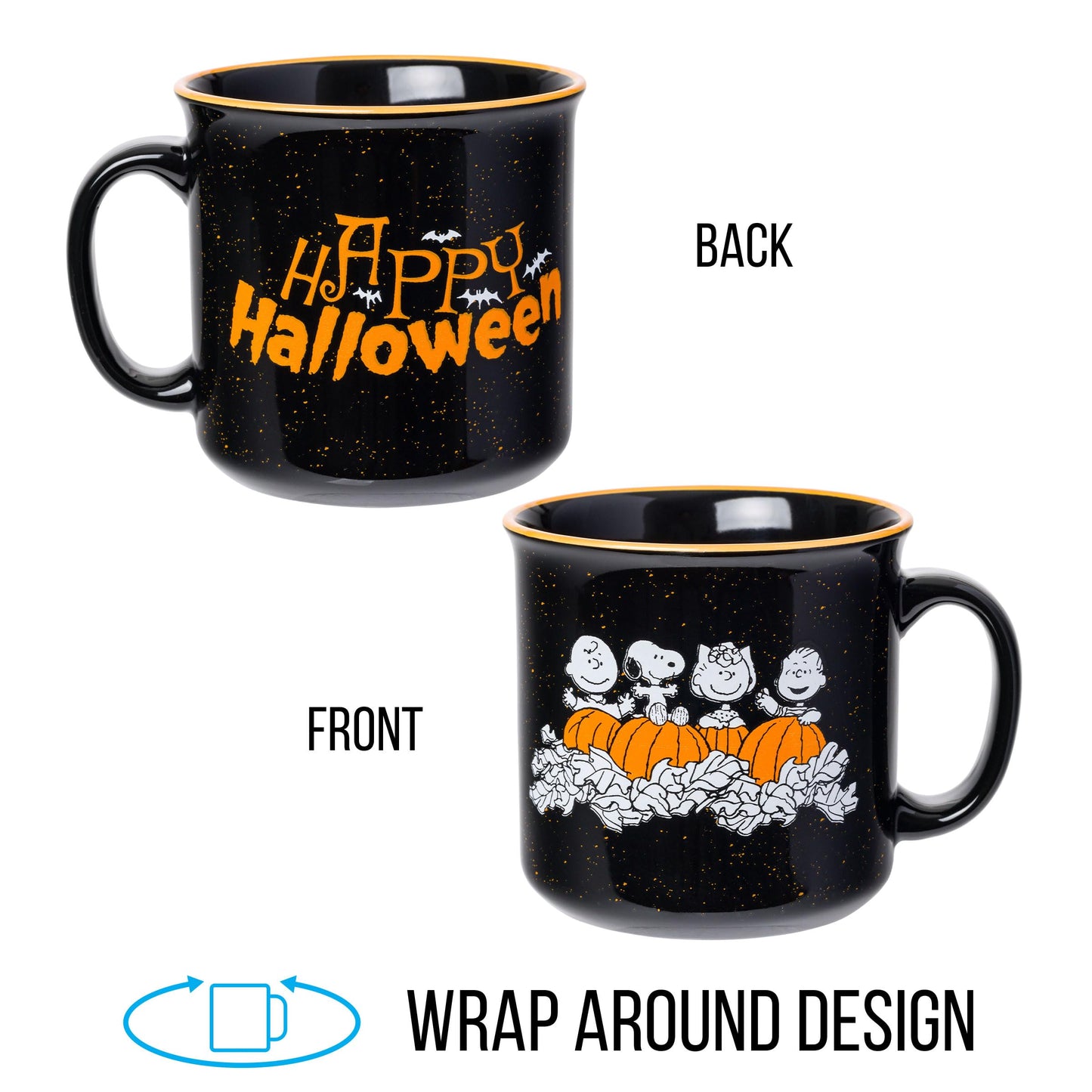 Silver Buffalo Peanuts Halloween Costumes Featuring Charlie Brown, Snoopy, Woodstock, Lucy, and Linus Ceramic Camper Mug, 20 Ounces