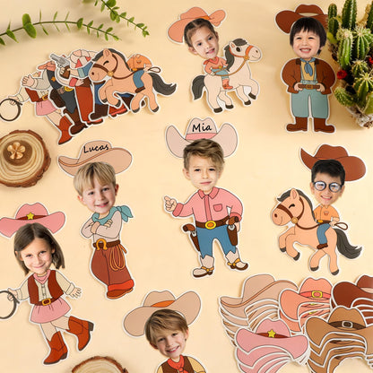 60pcs Western Theme DIY Cutouts Cowboy Cowgirl Hat Bulletin Board Decoration Set Wild Western Paper Cut-Outs Classroom Decor for Boy Girl DIY Photo Craft Kindergarten School Wall Door Supplies