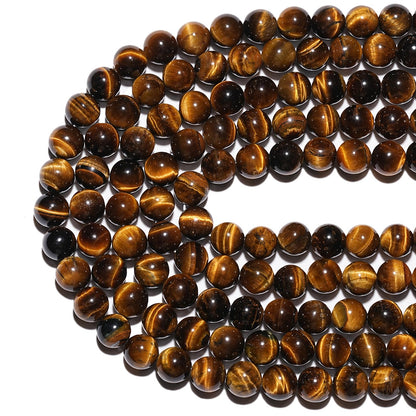 10mm Natural Yellow Tiger Eye Gemstone Beads Polished Round Smooth Stone Beads for Bracelets Jewelry Making 15inch Loose Beads