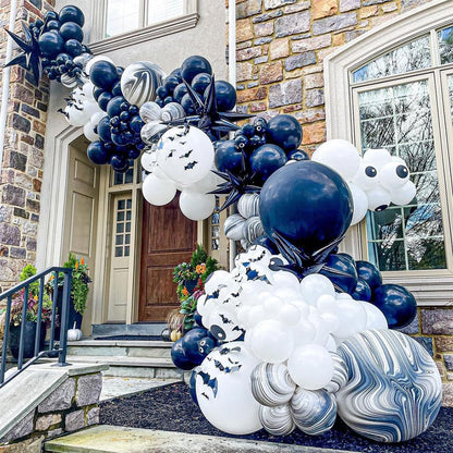 137Pcs Halloween Black & White Balloon Garland Arch Kit with Checkered Mylar Balloons for Spooky Halloween Party Decorations, Haunted House Setup
