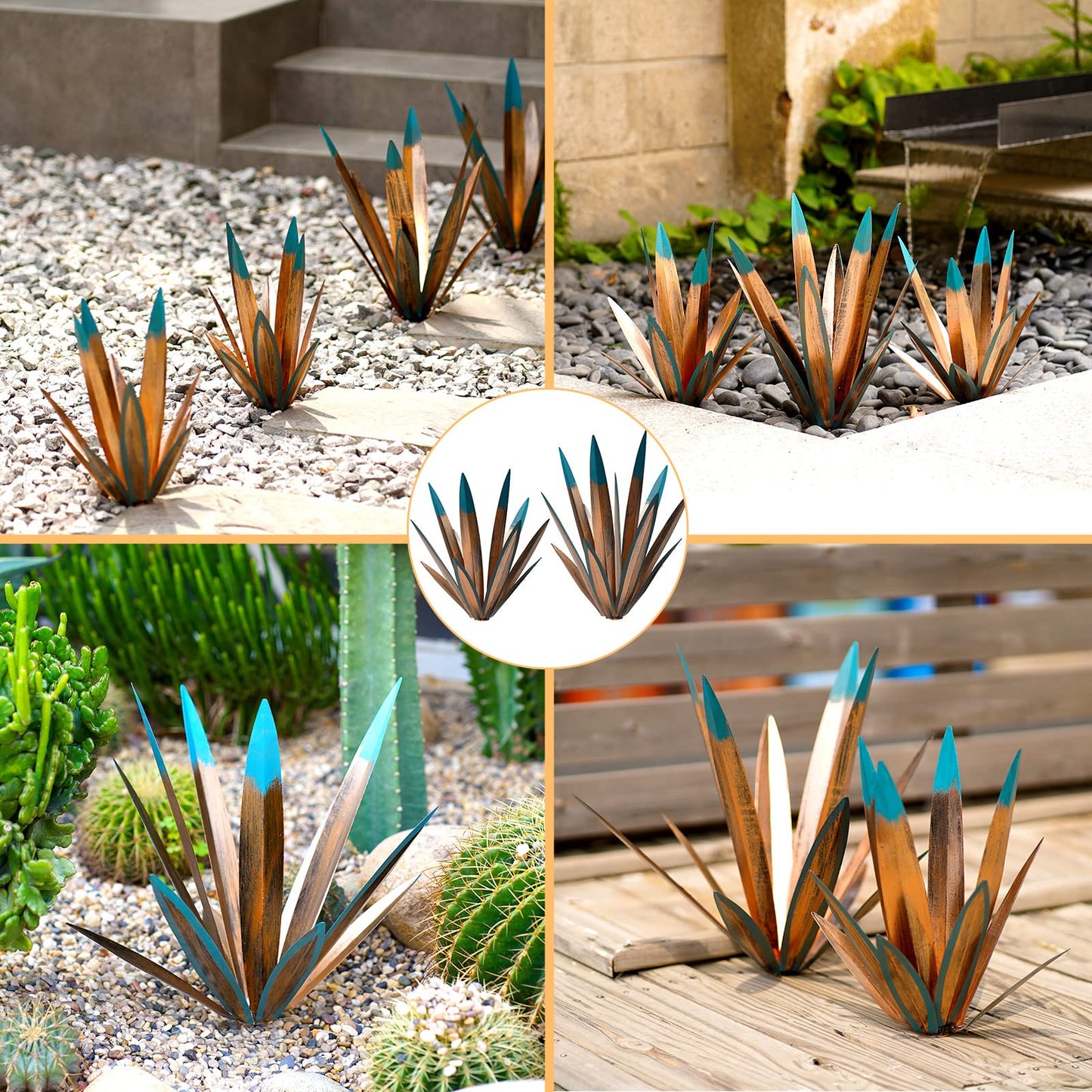 VChymm 2pcs Metal Tequila Country Sculpture DIY Tequila Plant Home Decor Country Tequila Garden Ornament Indooutdoor Statuette Patio Lawn Patio Stake Decoration Gift to The Garden 12“