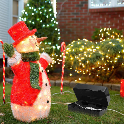 Tellegloww Large Outdoor Electrical Box Waterproof Extension Cord Covers Weatherproof Outdoor Extension Cord Cover Box for Halloween Christmas Holiday Light Decoration(Black)