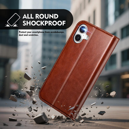 Scutumate Compatible with iPhone 17 Case Wallet with Card Holder [4 Card Slots] Kickstand [RFID Blocking] PU Leather Phone Case Flip Folio Protective Cover TPU Shockproof,for Apple 17 6.3",Brown