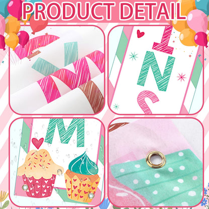 Fanfanwin 3 Pcs Happy Mother's Day Banner Muffins with Mom Decoration Mothers Day Banner Cake Love Mom Thank You Mama Party Supplies for Women Mama Wife Photo Booth Studio Props