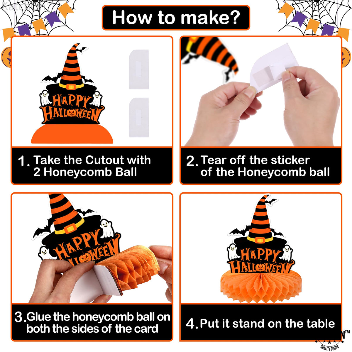 KatchOn, Halloween Centerpieces for Tables - Pack of 9 | Witch Centerpiece, Halloween Table Decorations | Orange and Black Spooky Summerween Party Decorations | Summerween Decor