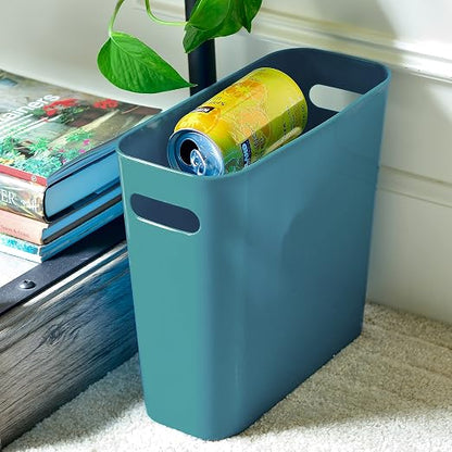Youngever 1.5 Gallon Slim Trash Can, Plastic Garbage Container Bin, Small Trash Bin with Handles for Home Office, Living Room, Study Room, Kitchen, Bathroom (1 Pack Teal)