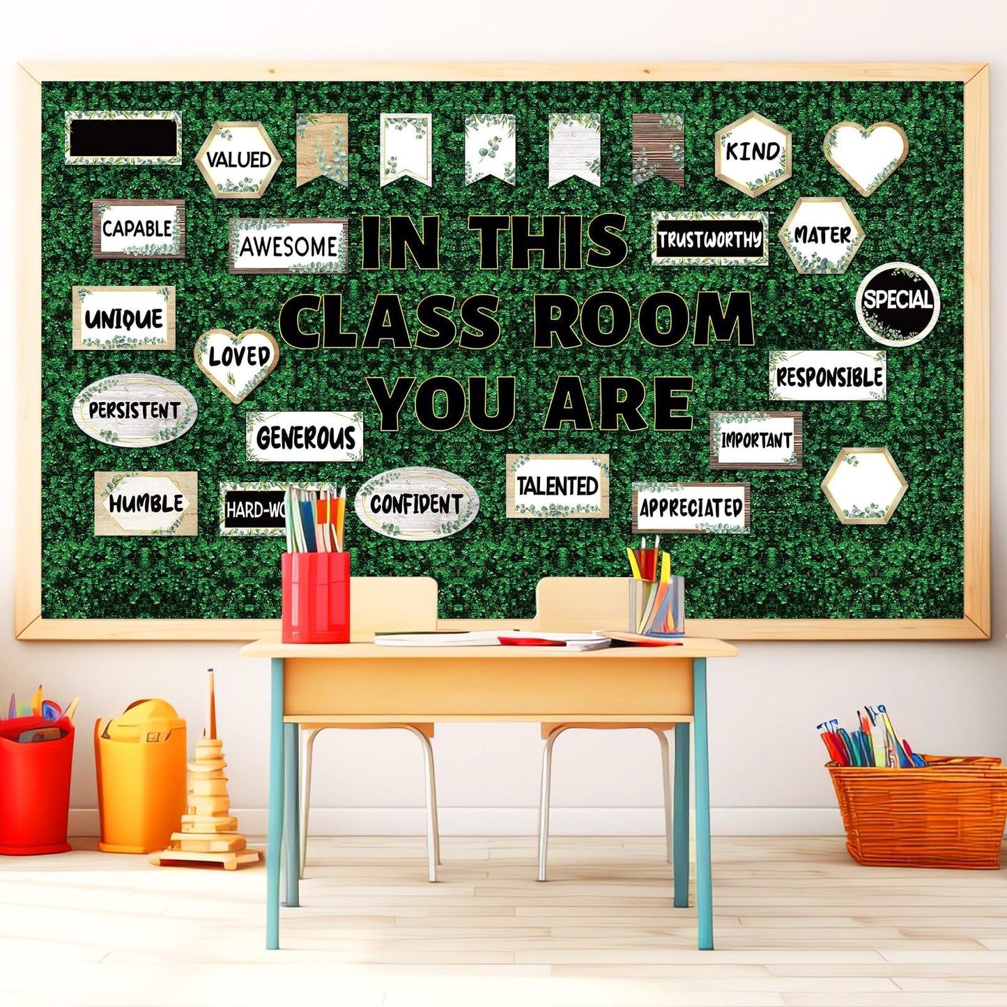 Qyeahkj Green Leaves Bulletin Board Paper Roll Greenery Leaf Bulletin Board Background Paper Fade Resistant Classroom Decoration Poster Art Craft Home Wall Education Decor Supplies 17.7in x 20ft