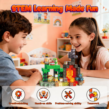 Lukoca 200PCS 0.8inch Magnetic Building Blocks STEM Toy for Kids 3+ Toddler Educational Construction Gift for Boys & Girls (Lava Cave-200pcs)