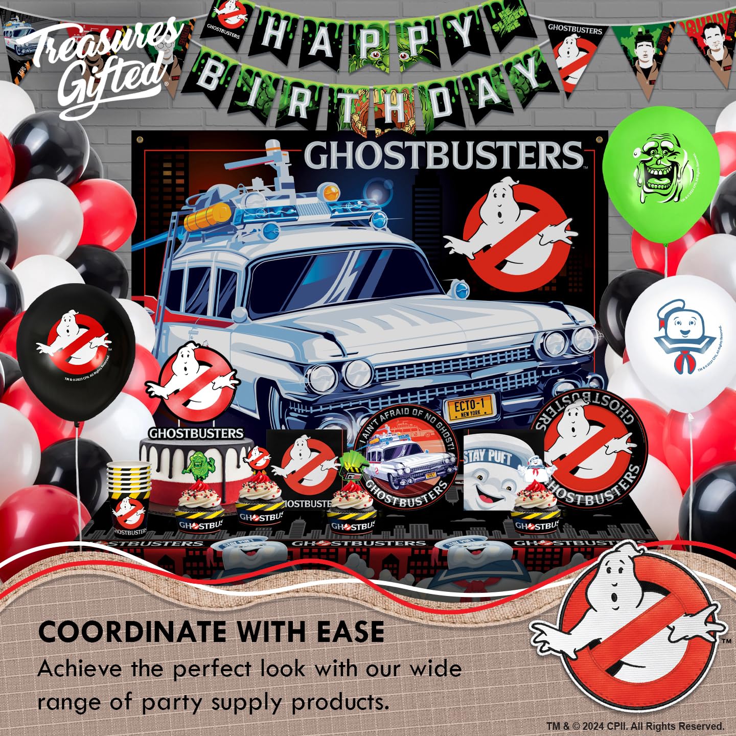 Treasures Gifted Officially Licensed Ghostbusters Party Decorations Serves 16 Guests - Complete Set Ghostbusters Birthday Decorations - Ghostbusters Party Supplies, Ghostbusters Plates & More