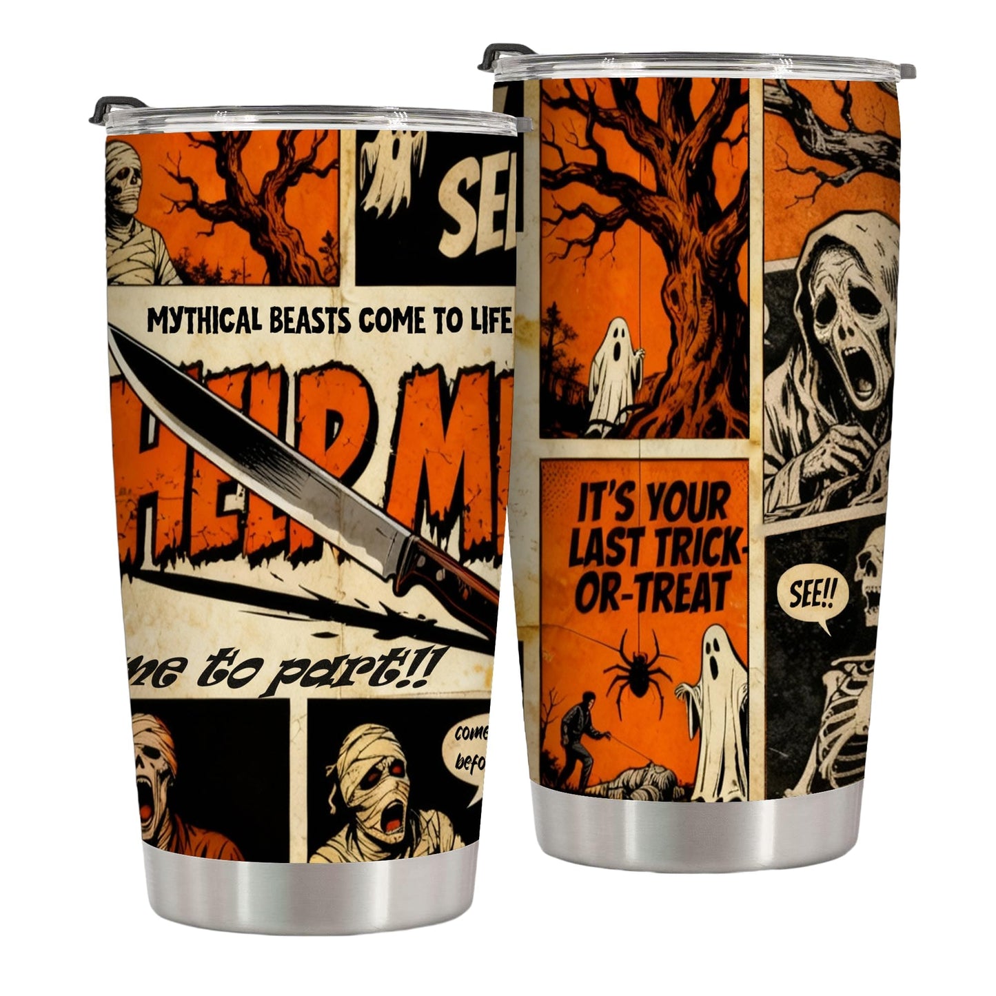 TSLOVER Spooky Skull Travel Coffee Cups,20 Oz Insulated Stainless Steel Horror Coffee Tumbler,Goth Skull Water Bottle,Birthday Gifts for Women Men Friend,1Pcs