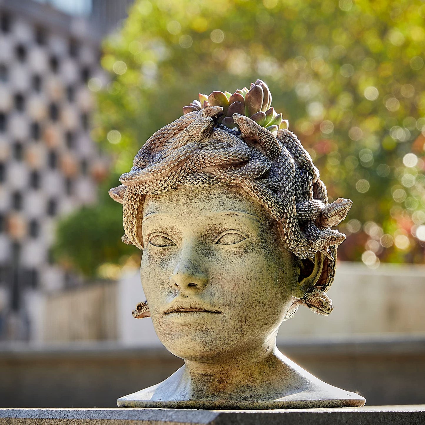 Medusa Head Planter Large Stone Face Planter Pot Garden Statue Outdoor Flower Pot Waterproof Sculpture Greek Mythology Garden Decor Handmade Art Sculpture Unique Gift for Patio Yard Lawn Home Decor