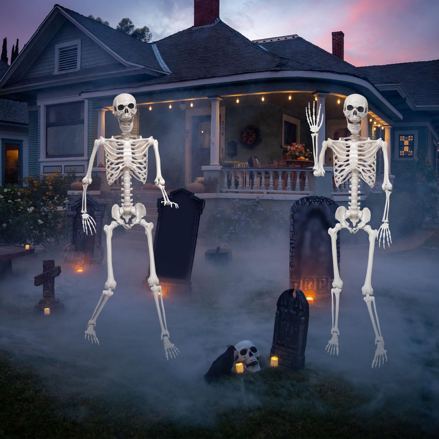 SHOCOSTO 5.4Ft Giant Skeleton Life Size Human Bones with Movable Joints for Halloween Props Decorations