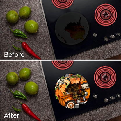 Fall Pumpkin Electric Stove Burner Covers，4 Pcs Halloween Decor Round Stove Burner Cover，8 Inches and 10 Inches，Gas Stove Burner Cover,Metal Cooktop Autumn Pumpkin Decorative Home Decor,Kitchen Decor