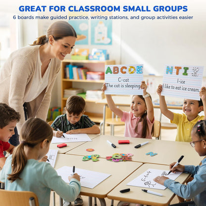 GAMENOTE White Board Dry Erase, Small Magnetic Lined White Board Set, Double Sided Magnet Ruled Lap Boards Whiteboard for Kids and Student Learning, 9x12 Inches (Pack of 24)