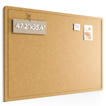 Fluxynara Large Bulletin Board, 47.2" x 35.4" Cork Board Alternative with 24 Safe Removable Adhesive Tabs, Foldable Felt Pin Board for Home Office, Classroom, Bedroom,Entryway for Walls—Mustard Yellow