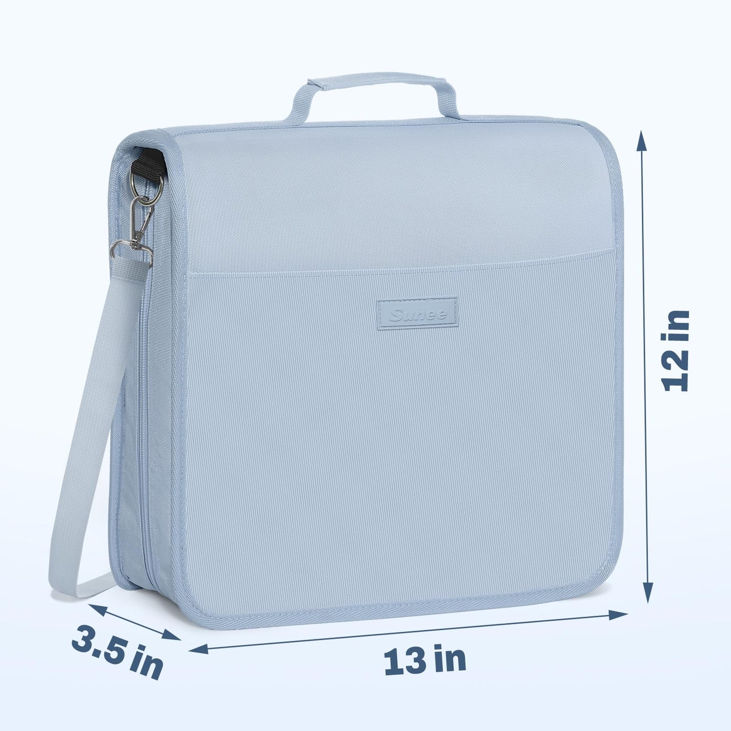 SUNEE Zipper Binder 3 Ring, 3 Inch O-Ring with Handle and Shoulder Strap, 600-Sheet Capacity, 5-Tab Expanding File Folder, Multi-Pockets for Middle School Organizer Binder with Zipper, Dusk Blue