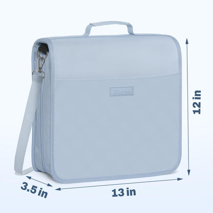 SUNEE Zipper Binder 3 Ring, 3 Inch O-Ring with Handle and Shoulder Strap, 600-Sheet Capacity, 5-Tab Expanding File Folder, Multi-Pockets for Middle School Organizer Binder with Zipper, Dusk Blue