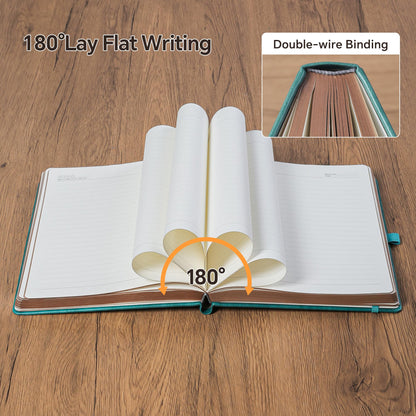 HwxBen Journal Notebook for Women/Men, Daily for Classic Lined Writing,360 Pages Leather Hardcover with Vintage Sun & Moon Design, SeaGreen, A5 (14.5 x 21 cm)