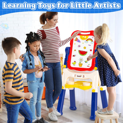 Chalk Board Easel for Kids Toys,Double-Sided Magnetic Kids Chalkboard and Dry Erase Boards,Toddler Toys for 3 Year Old Boy Gift,Art Easel Learning Educational Toy for 3 4 5 Years Old Boys Gift