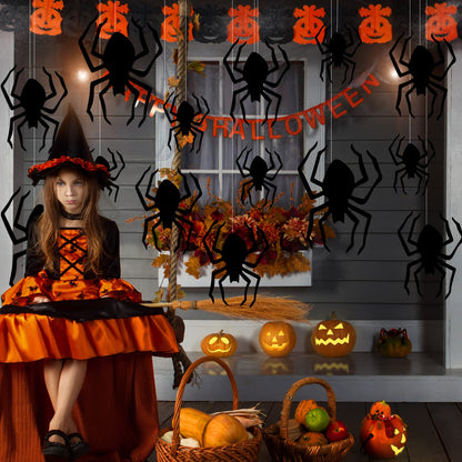 Ferraycle 18 Pcs Halloween Spider Decorations Scary Spider Ornaments Halloween Creepy Hanging Decor Outside Large Decoration for Wall Yard Garden House Decor
