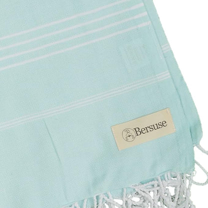 Bersuse Towels Anatolia XL Beach Blanket Throw Blanket Turkish Towel 100% Cotton Extra-Large Quick-Dry Lightweight Premium Peshtemal Towel - 61x82 Inches, Aqua Marine
