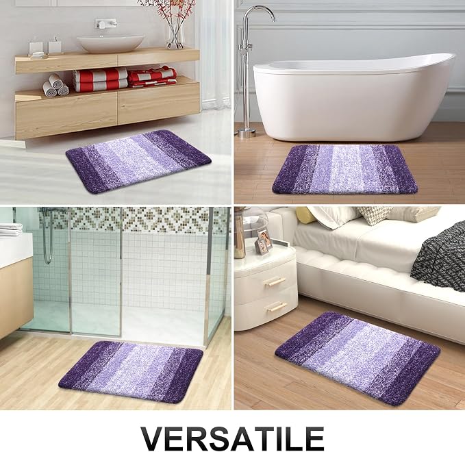 OLANLY Bathroom Runner Rugs Mat 47x20, Extra Soft Absorbent Microfiber Bath Rugs, Rubber Backing, Quick Dry, Washable Long Bath Mats for Bathroom Floor, Tub and Shower, Home Decor Accessories, Violet