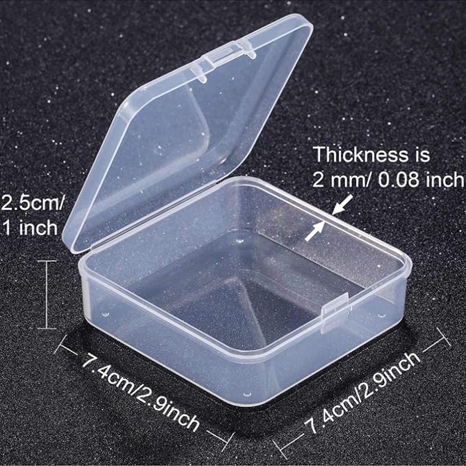Jetec 6 Pieces Mini Plastic Clear Beads Storage Containers Box for Collecting Small Items, Beads, Jewelry, Business Cards, Game Pieces, Crafts (2.9 x 2.9 x 1 Inch)