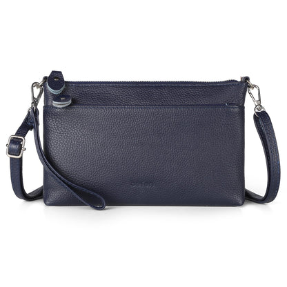 befen Leather Wristlet Wallets for Women, RFID Blocking Small Crossbody Bags, Women Leather Purses Handbags Shoulder Bag Trendy Clutch Purse with Adjustable Shoulder Strap and Wrist Strap, Navy Blue