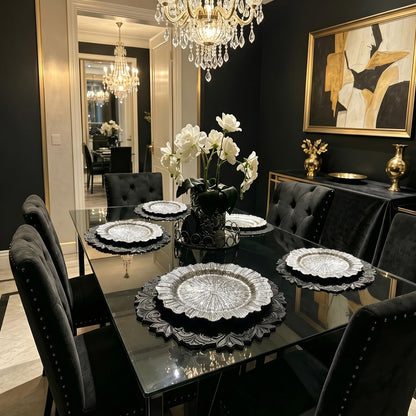 Noctiflorous Round Faux Leather 15 Inch Placemats Set of 4 Waterproof Wipeable Heat Resistant Tablemat for Dining Table Kitchen Non Slip Washable Oilproof Table Place Mat for Indoor Outdoor(Black, 4)