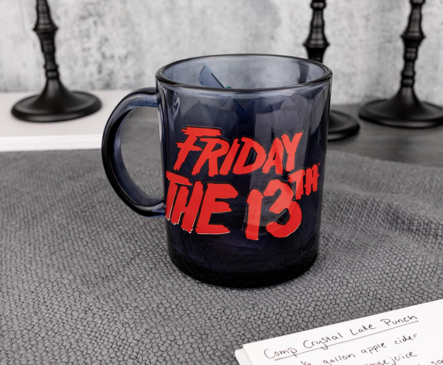 Silver Buffalo Friday the 13th Glass Coffee Mug Featuring Jason Voorhees Mask, 17.5 Ounces