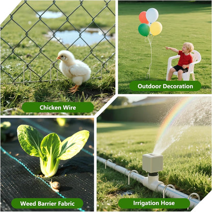 AAGUT 4 Inch Landscape Stakes 150 Pack Garden Drip Irrigation Tubing Stakes Heavy Duty 14 Gauge Galvanized Ground Staples Lawn U Hooks for Soaker Hose, Chicken Wire, Chain Link Fence, Dog Fence
